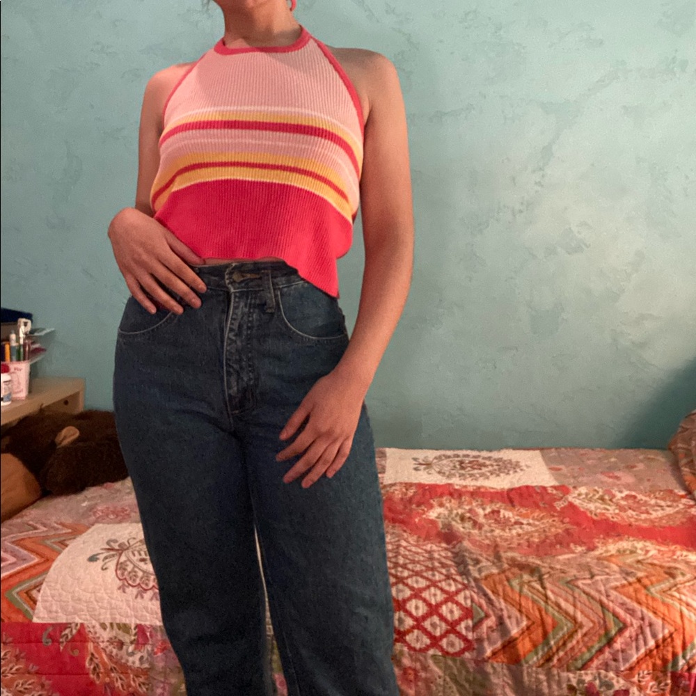 VTG Knit Striped Halter Top Old Navy